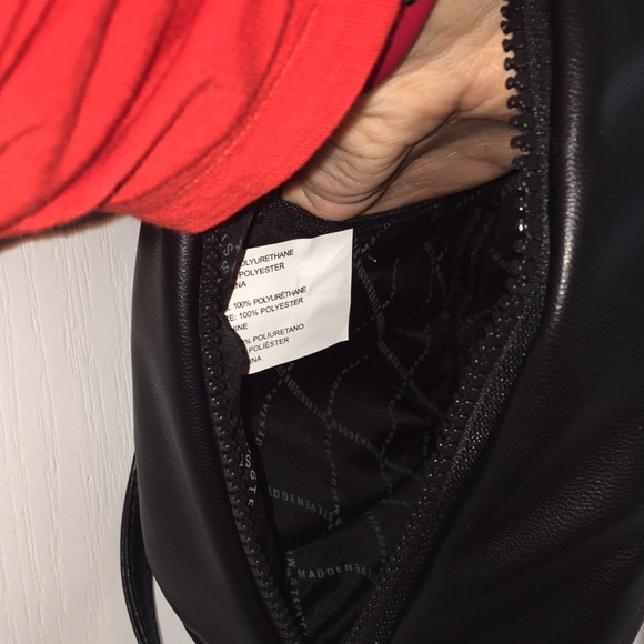 Steve Madden Black Puffy Leather Sling Backpack - Picture 15 of 17